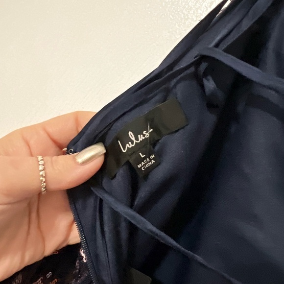 Queen for the Night Navy Blue Sequin Lace-Up
Mermaid Maxi Dress - Picture 7 of 8